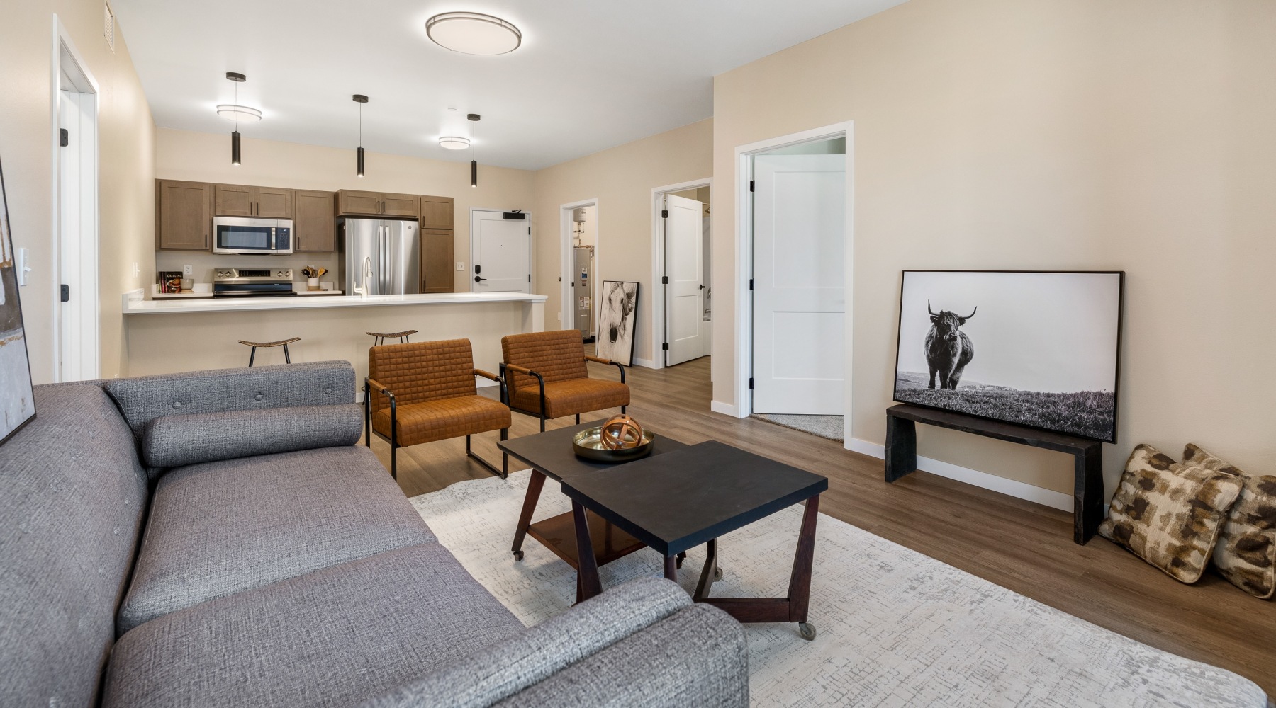 living room with easy to access spaces and ample lighting