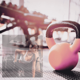 overlayed images of working out and a dumbell
